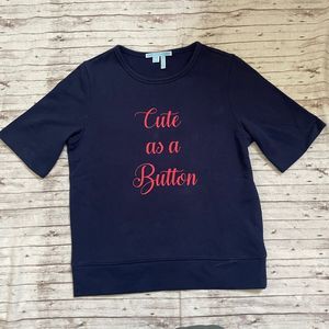 Draper James Womens  "CUTE AS A BUTTON" Sweatshirt Blue Red Size Extra Small XS